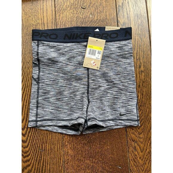 NIKE PRO WOMENS COMPRESSION SHORTS HEATHERED NAVY HJ6348-010 SMALL - Picture 1 of 5